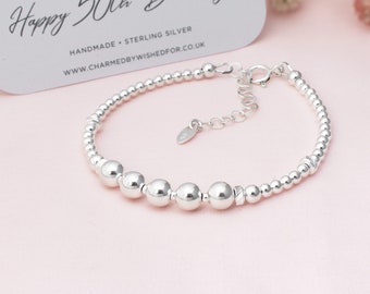 50th Birthday Bracelet | BEATRICE | Sterling Silver 50 Gift for Her, Optional Birthstone, Womens Fifty Bead Bracelet
