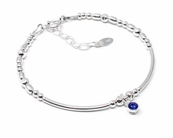 Sterling Silver Beaded Birthstone Bracelet, Stacking Bead Jewellery