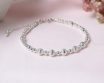 50th Birthday Bracelet, Sterling Silver 50 Gift for Her, 'EVIE', Womens Fifty Bead Bracelet, Optional Birthstone