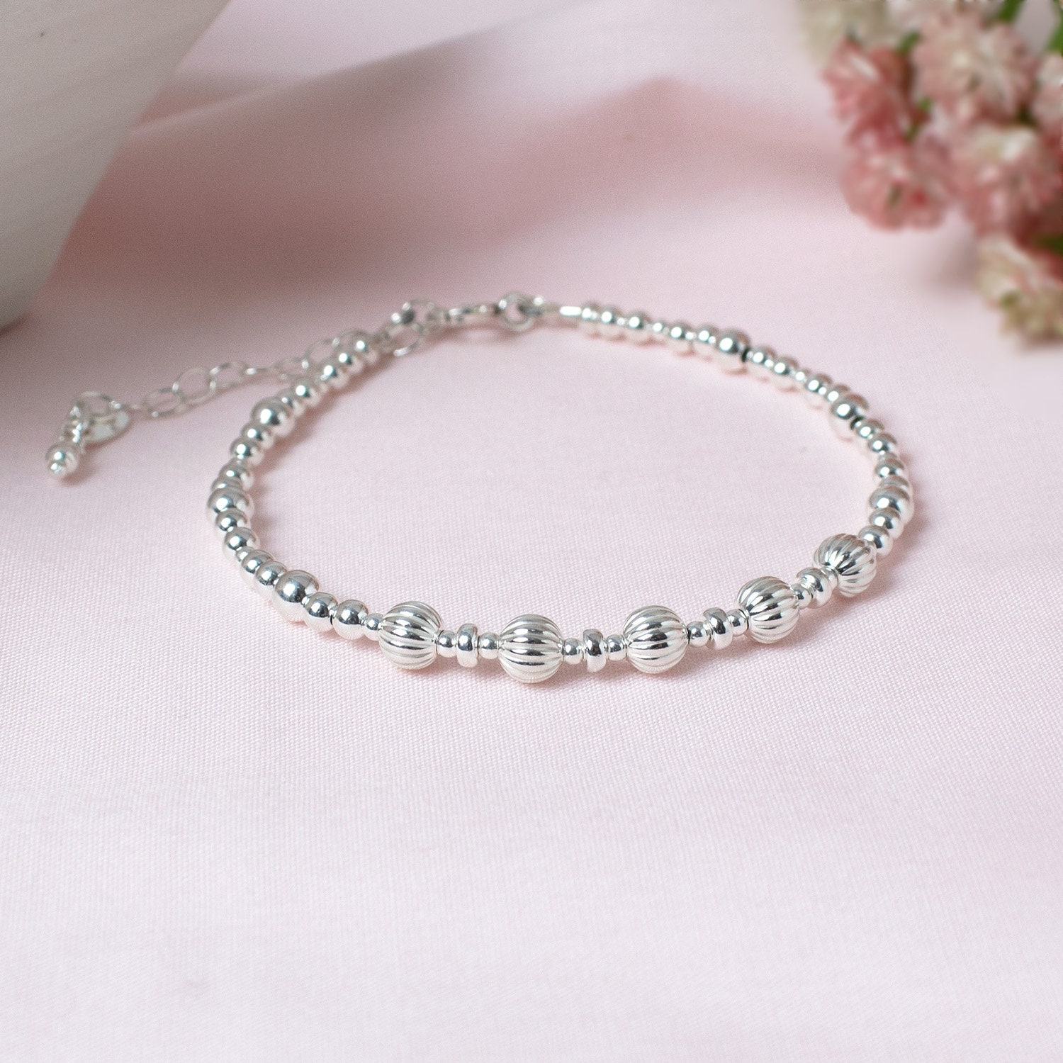 50th Birthday Bracelet, Sterling Silver 50 Gift for Her
