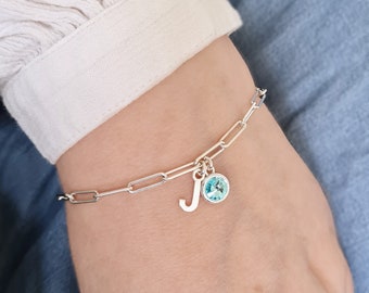 JENNA Personalised Birthstone Bracelet, Sterling Silver, Birthstone Jewellery Gift for Her,