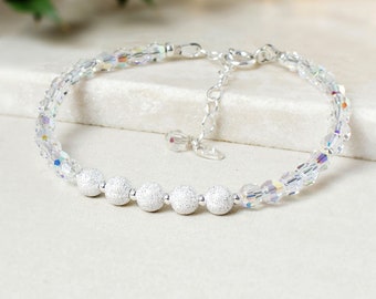 50th Birthday Bracelet | LUCIA | Crystal & Sterling Silver / 14ct Gold Fill 50th Gift for Her, Womens 50 Bead Bracelet