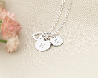 Mother & Child Initial Necklace, Personalised Sterling Silver Gift for Her