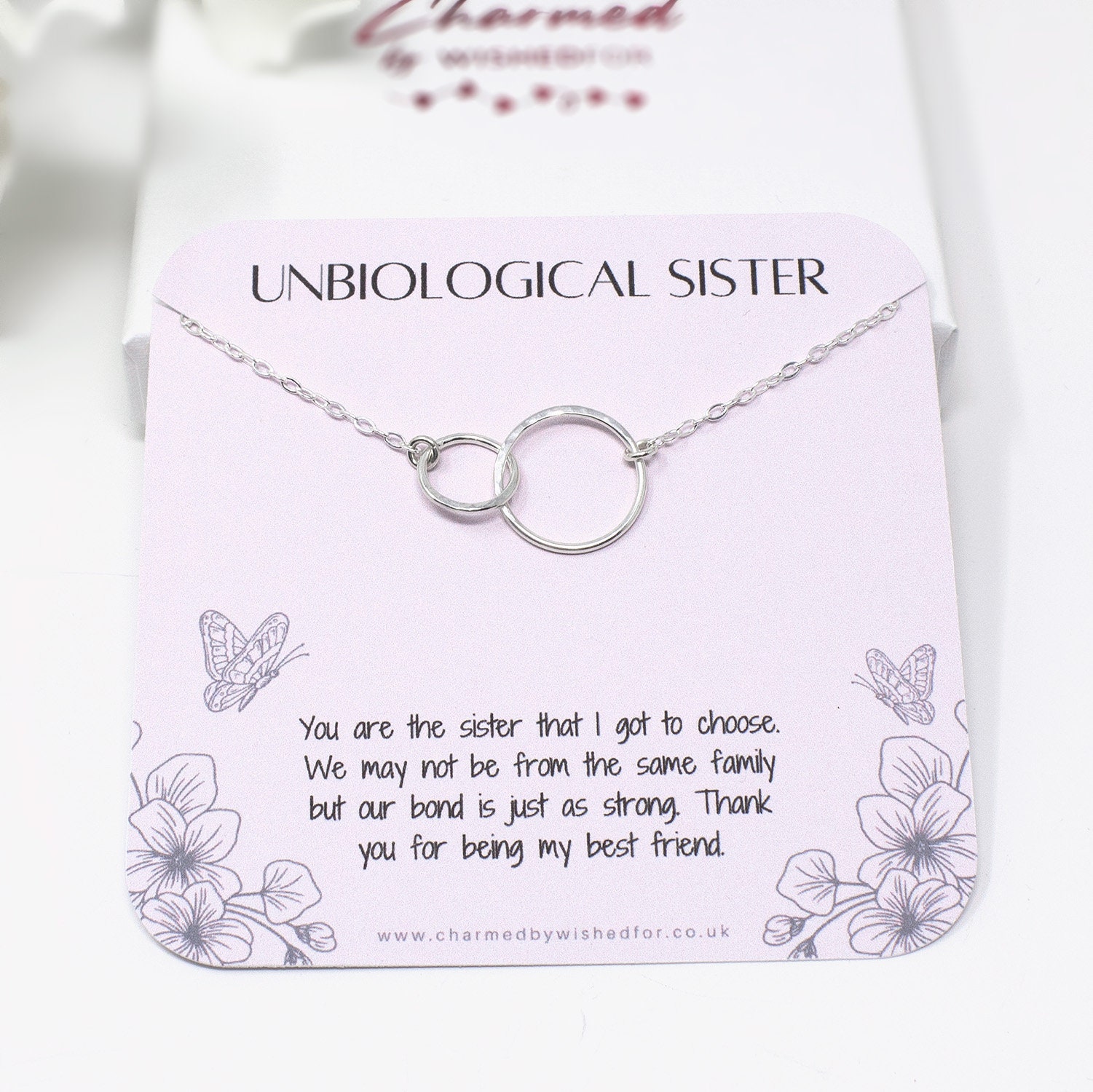 Unbiological Sisters Necklace, Sterling Silver Linked Circles
