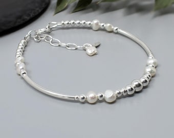 Sterling Silver Freshwater Pearl Bracelet: June Birthstone Jewelry