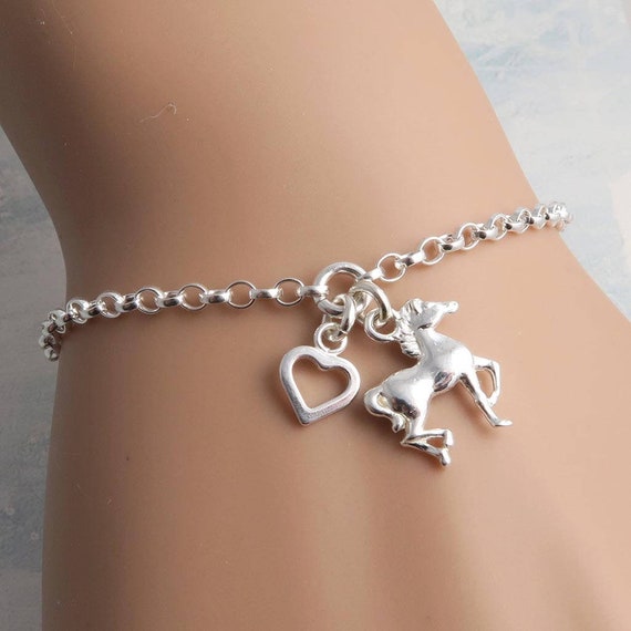 Bracelet Vintage Cheval En Argent Sterling 925 - Longueur 7 Pouces - Occasion Très Bon État