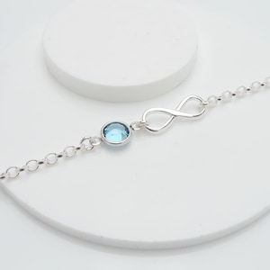 Birthstone Infinity Bracelet, personalised silver bracelet, gift for her, bridesmaids gift image 4