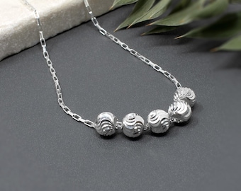 50th Birthday Necklace: Sterling Silver Sparkle Bead Necklace