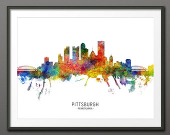 Pittsburgh Skyline, Pittsburgh Pennsylvania Cityscape Art Print Poster (10405-3933)