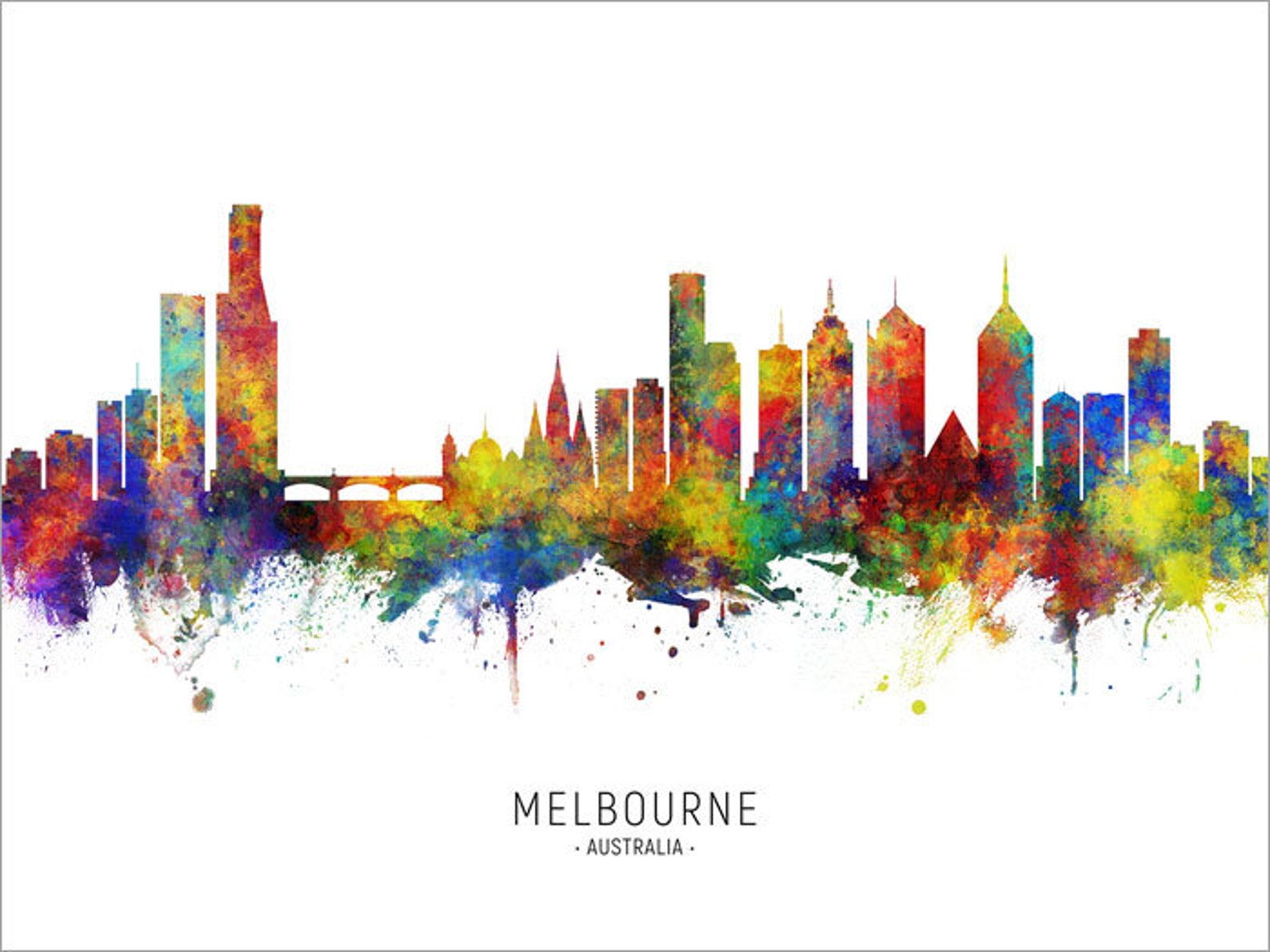 Melbourne Skyline Melbourne Australia Cityscape Art Print Etsy