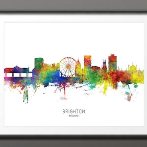 Brighton Skyline, Brighton England Cityscape Art Print Poster (10472-4302)