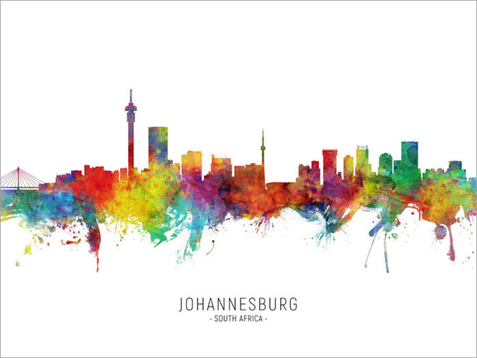 Johannesburg Skyline Johannesburg South Africa Cityscape Art Etsy