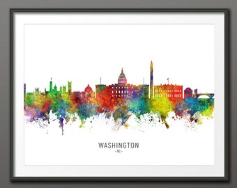 Washington Skyline, Washington DC Cityscape Art Print Poster (10598-10167)