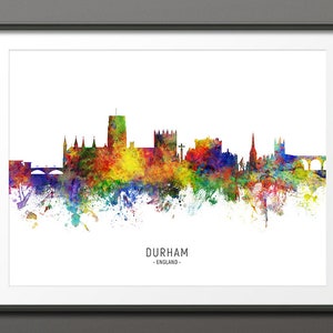 Durham Skyline, Durham England Cityscape Art Print Poster (10477-4307)