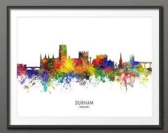 Durham Skyline, Durham England Cityscape Art Print Poster (10477-4307)
