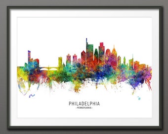 Philadelphia Skyline, Philadelphia Pennsylvania Cityscape Art Print Poster (10639-10209)