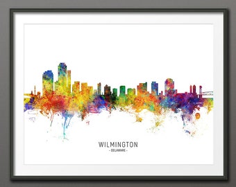 Wilmington Skyline, Wilmington Delaware Cityscape Art Print Poster (10447-3979)