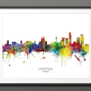 Liverpool Skyline, Liverpool England Cityscape Art Print Poster (10441-4299)