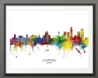 Liverpool Skyline, Liverpool England Cityscape Art Print Poster (10441-4299)