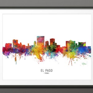 El Paso Skyline, El Paso Texas Cityscape Art Print Poster (10450-3982)