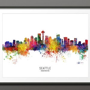 Seattle Skyline, Seattle Washington Cityscape Art Print Poster (10399-3927)