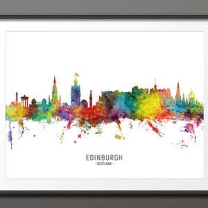 Edinburgh Skyline, Edinburgh Scotland Cityscape Art Print Poster (10468-4298)