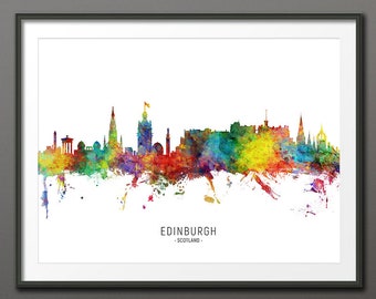 Edinburgh Skyline, Edinburgh Scotland Cityscape Art Print Poster (10468-4298)