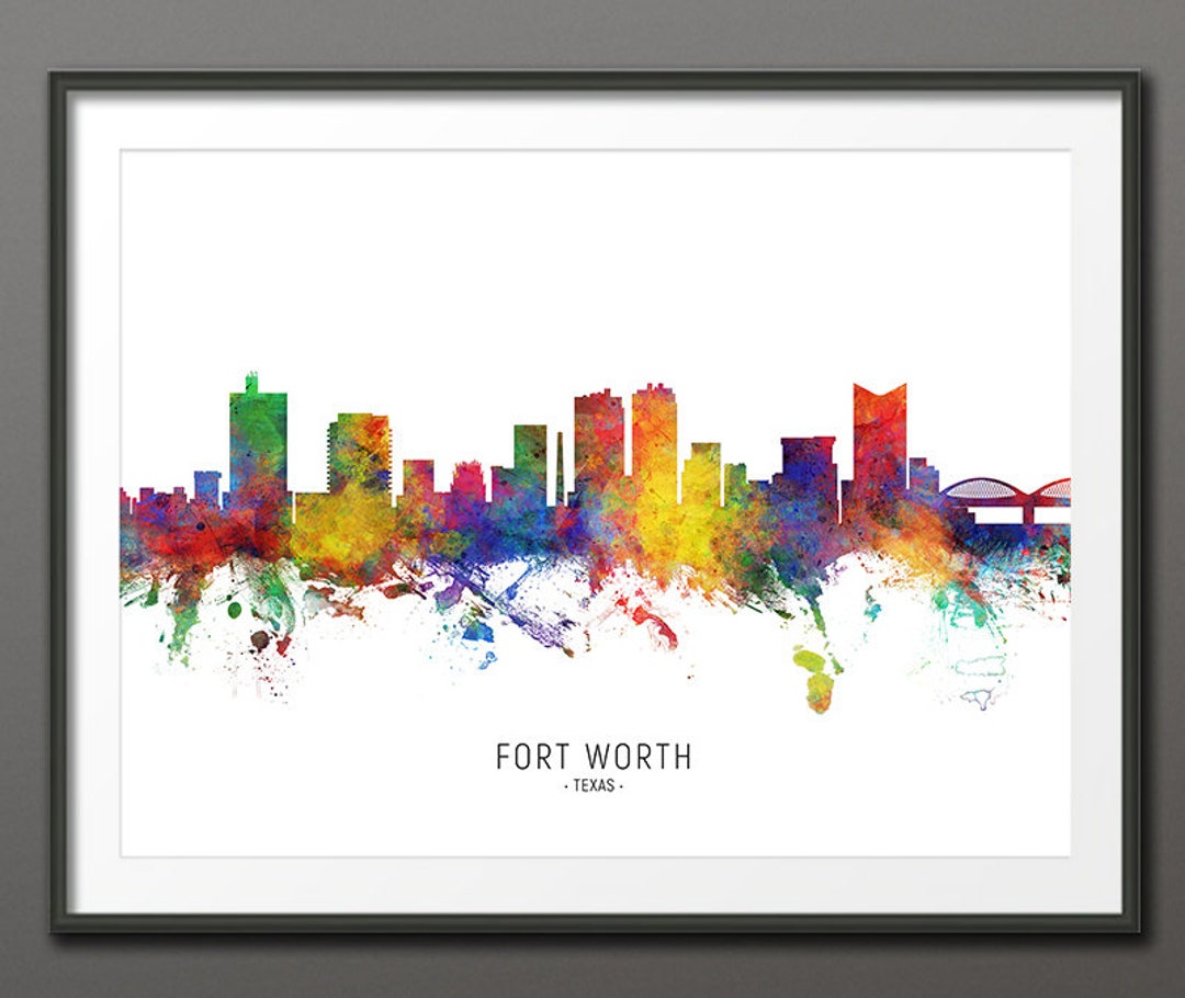 Fort Worth Skyline, Fort Worth Texas Cityscape Art Print Poster (10431 ...