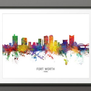 Fort Worth Skyline, Fort Worth Texas Cityscape Art Print Poster (10431-3962)