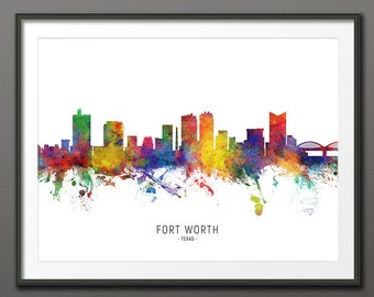 Fort Worth Skyline, Fort Worth Texas Cityscape Art Print Poster (10431-3962)