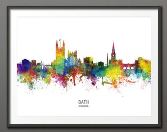 Bath Skyline, Bath England Cityscape Art Print Poster (10496-4329)
