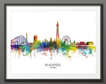 Blackpool Skyline, Blackpool England Cityscape Art Print Poster (10492-4324)