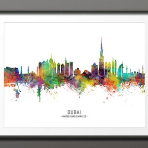 Dubai Skyline, Dubai United Arab Emirates Cityscape Art Print Poster (10498-4331)