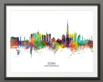 Dubai Skyline, Dubai United Arab Emirates Cityscape Art Print Poster (10498-4331)