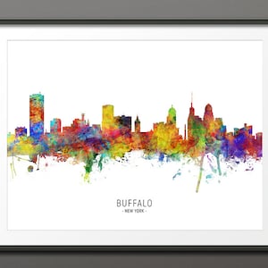 Buffalo Skyline, Buffalo New York Cityscape Art Print Poster (10436-3967)