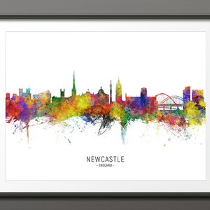 Newcastle Skyline, Newcastle England Cityscape Art Print Poster (10466-4296)