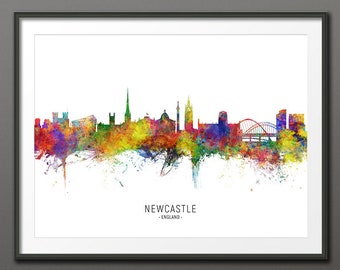 Newcastle Skyline, Newcastle England Cityscape Art Print Poster (10466-4296)