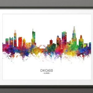 Chicago Skyline, Chicago Illinois Cityscape Art Print Poster (10461-3993)