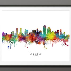San Diego Skyline, San Diego California Cityscape Art Print Poster (10508-3955)