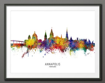 Annapolis Skyline, Annapolis Maryland Cityscape Art Print Poster (10456-3988)