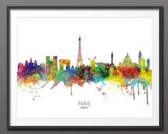 Paris Skyline, Paris France Cityscape Art Print Poster (10465-4295)