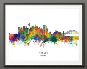 Sydney Skyline, Sydney Australia Cityscape Art Print Poster (10621-10190)