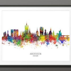 Aberdeen Skyline, Aberdeen Scotland Cityscape Art Print Poster (10476-4306)