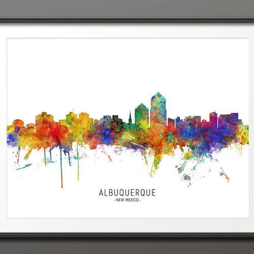 Albuquerque Skyline Albuquerque New Mexico Cityscape Art Etsy