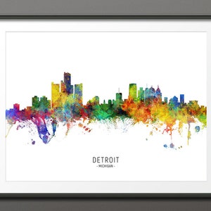 Detroit Skyline, Detroit Michigan Cityscape Art Print Poster (10402-3930)