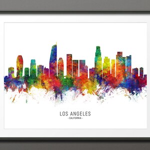 Los Angeles Skyline, Los Angeles California Cityscape Art Print Poster (10455-3987)
