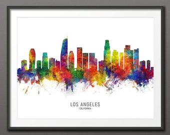 Los Angeles Skyline, Los Angeles California Cityscape Art Print Poster (10455-3987)
