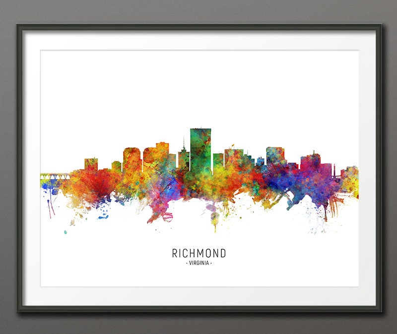 Richmond Skyline, Richmond Virginia Cityscape Art Print Poster (10414 ...