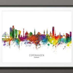 Copenhagen Skyline, Copenhagen Denmark Cityscape Art Print Poster (10505-4338)