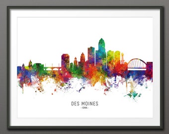 Des Moines Skyline Des Moines print Des Moines art Dinosaur print Des Moines Iowa Des Moines poster Dinosaur art Dinosaur poster